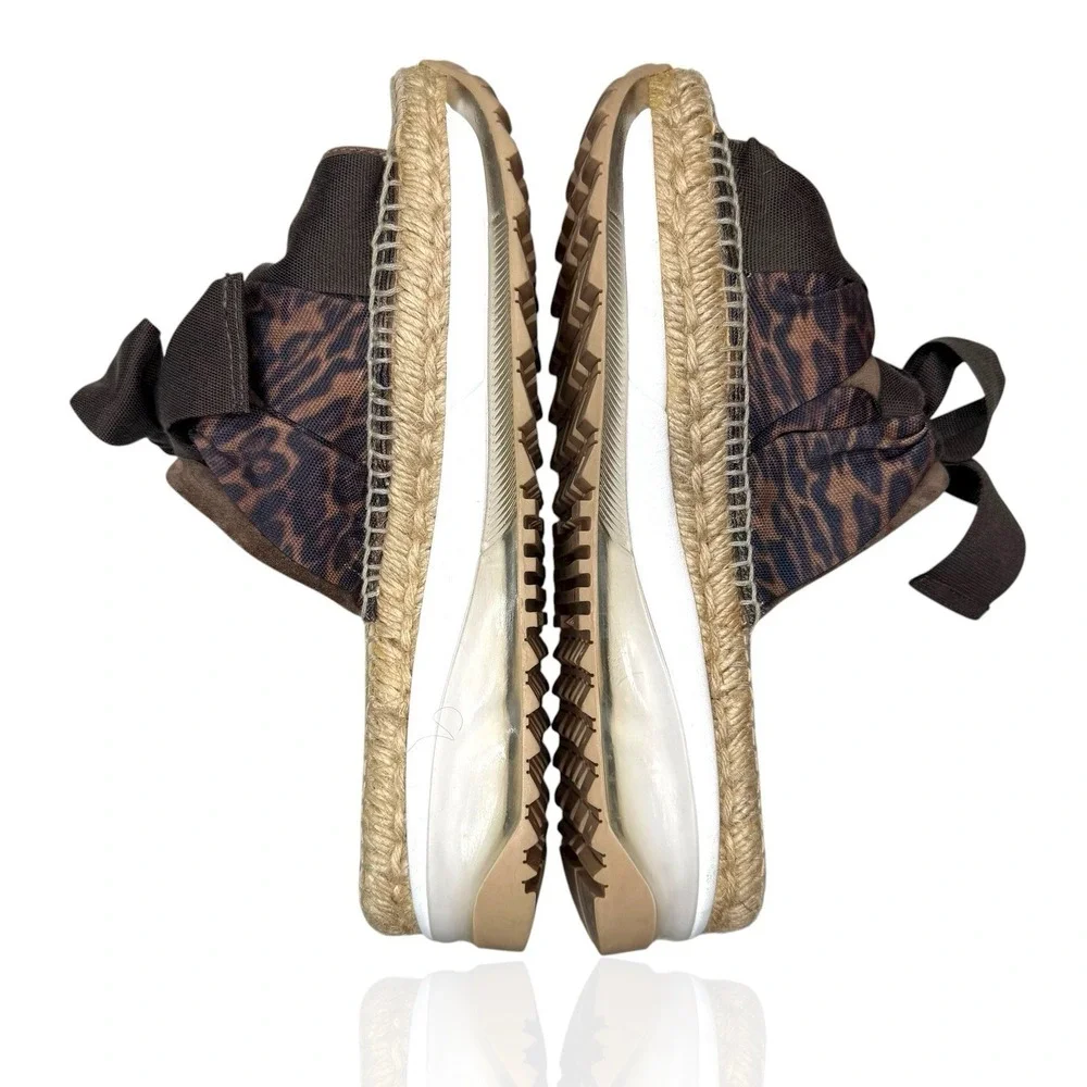 Free People Chapmin Ribbon Espadrilles‎ EU 37 US 6.5 Platform Sandals Leopard